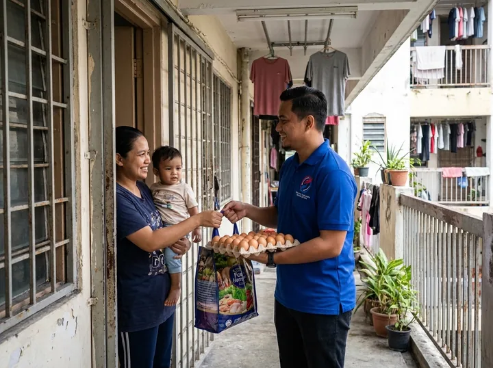A grocery delivery to a resident’s home.