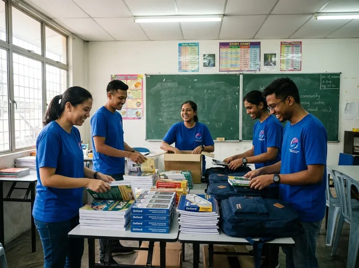 Preparing study kits at the learning centre.