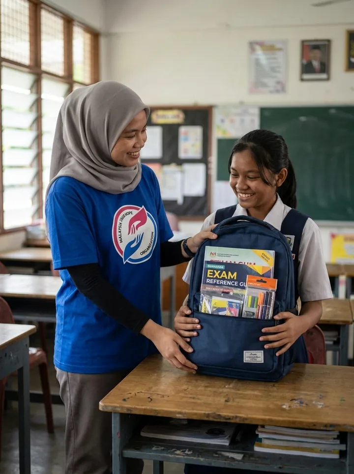 A study pack and backpack handover.