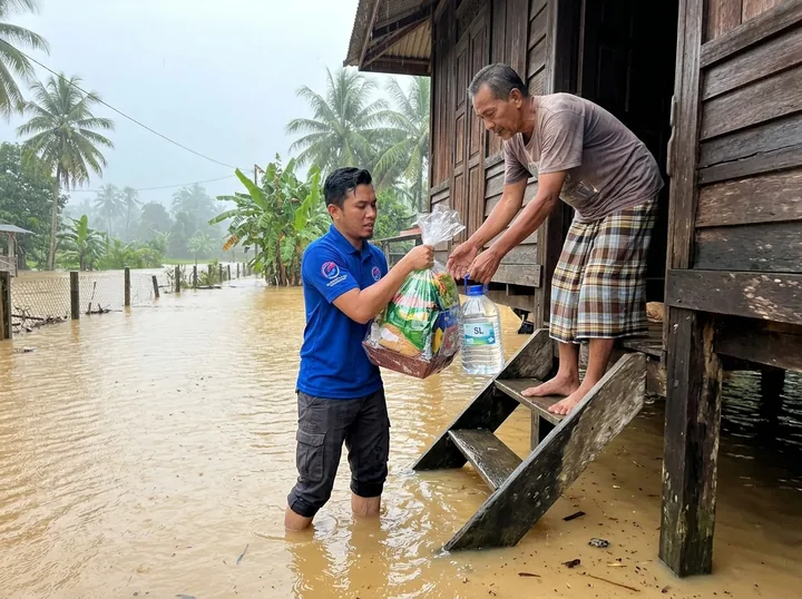 A relief supply handover during the deployment.