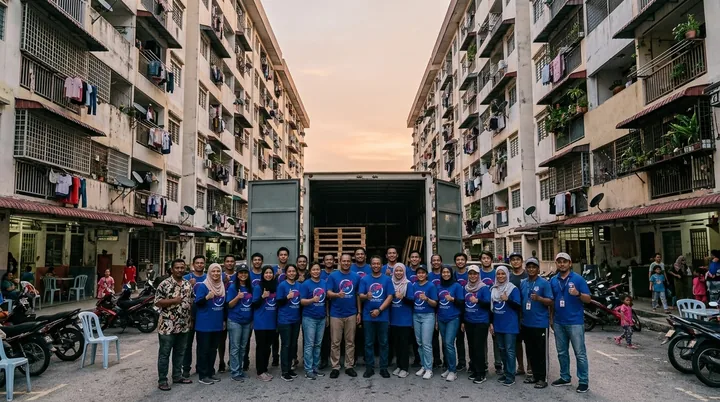 The volunteer team at the distribution site.