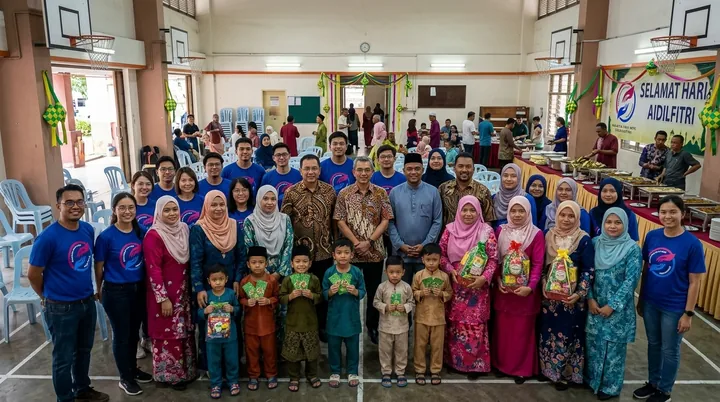 Families and volunteers at the Syawal gathering.