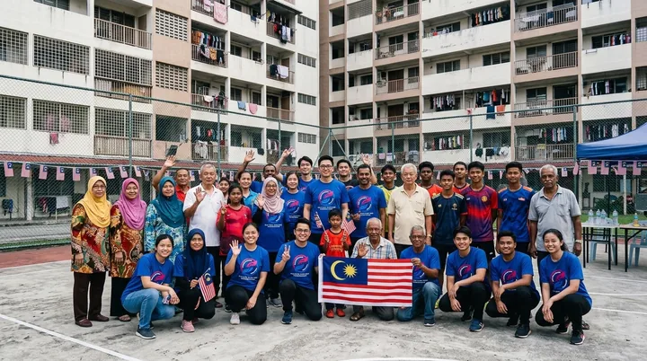 Residents and volunteers marking National Month.
