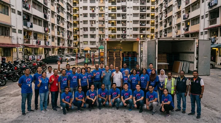 The volunteer team at the community distribution site.