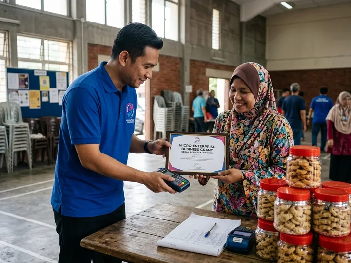 Penyerahan peralatan usaha kepada peserta.