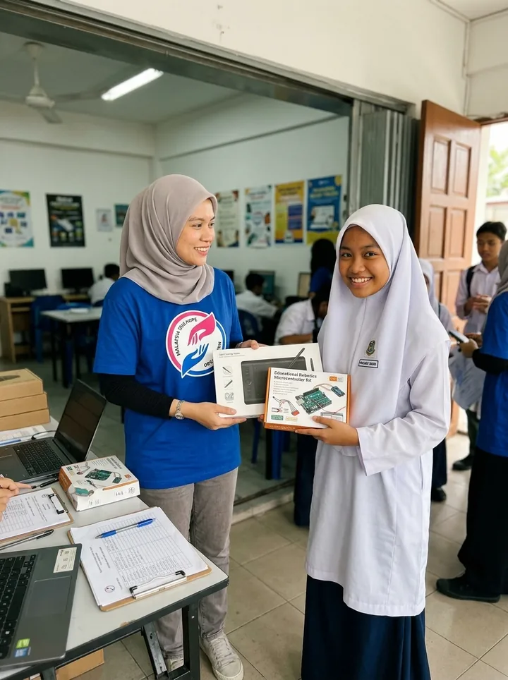 A technology kit handover to a selected participant.